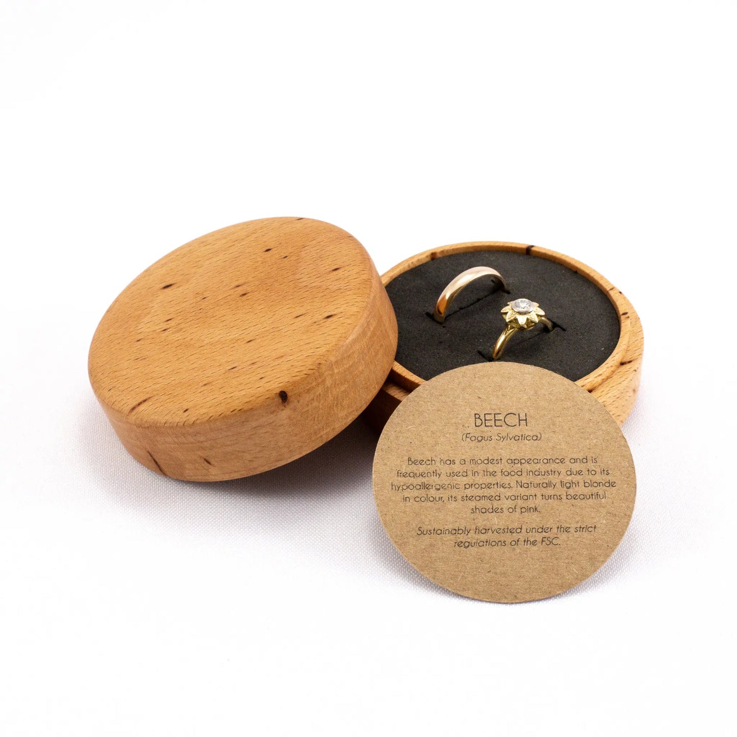 French Oak solid wood octagon ring box