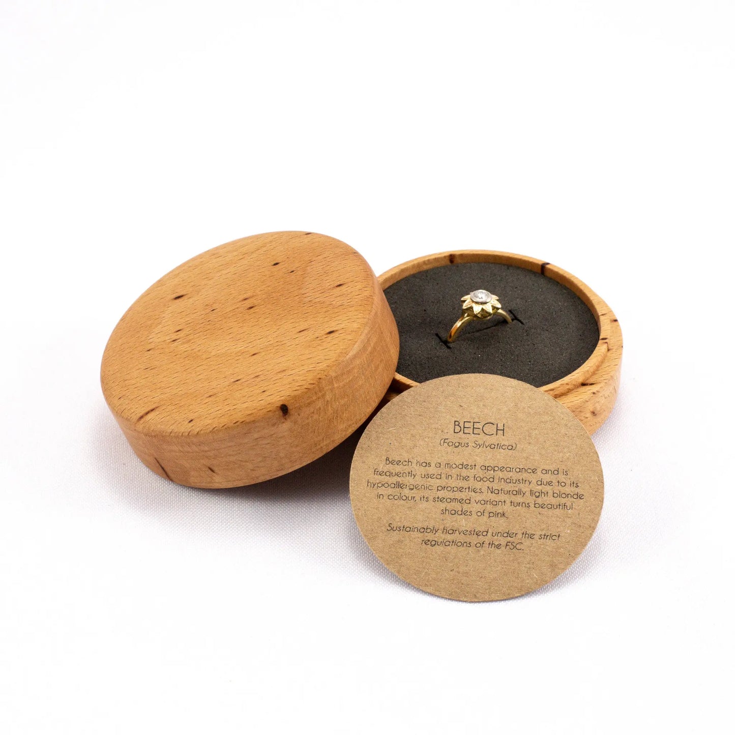 French Oak solid wood octagon ring box