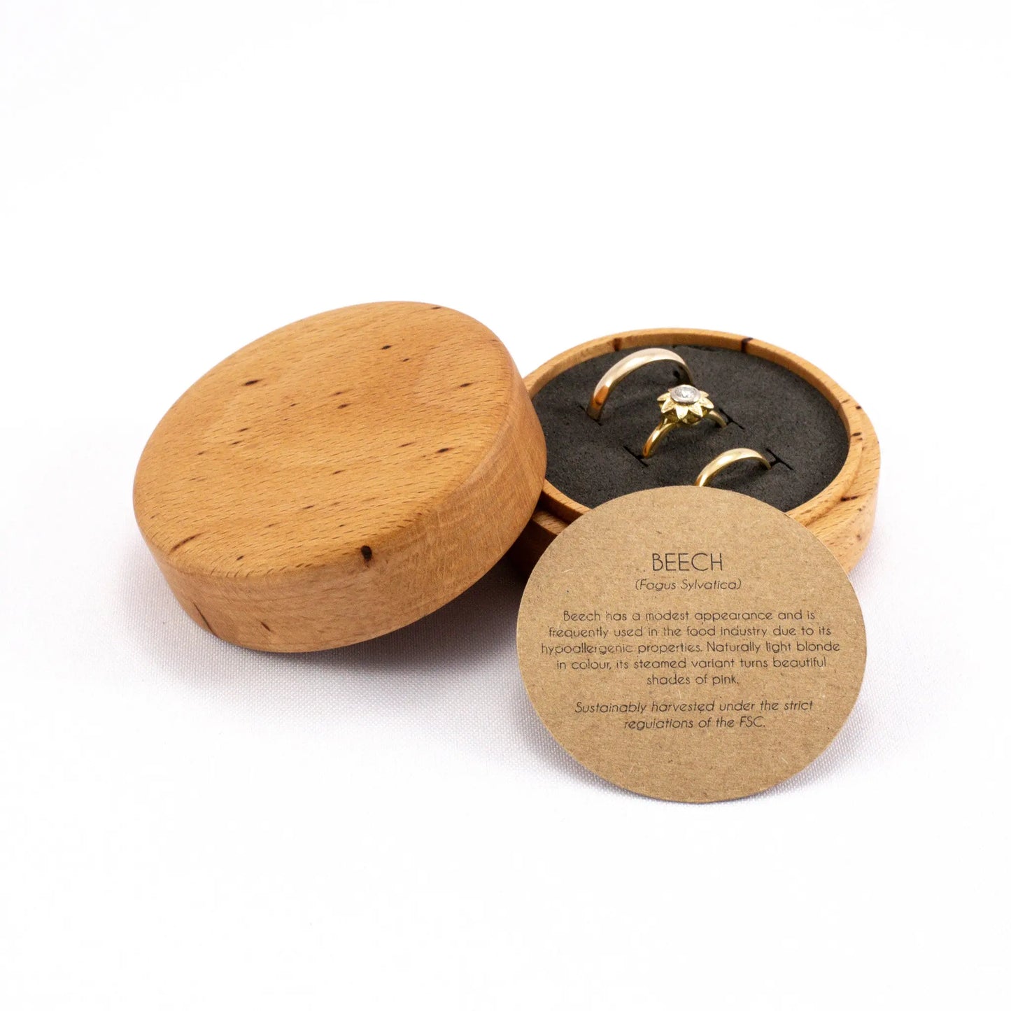French Oak solid wood octagon ring box
