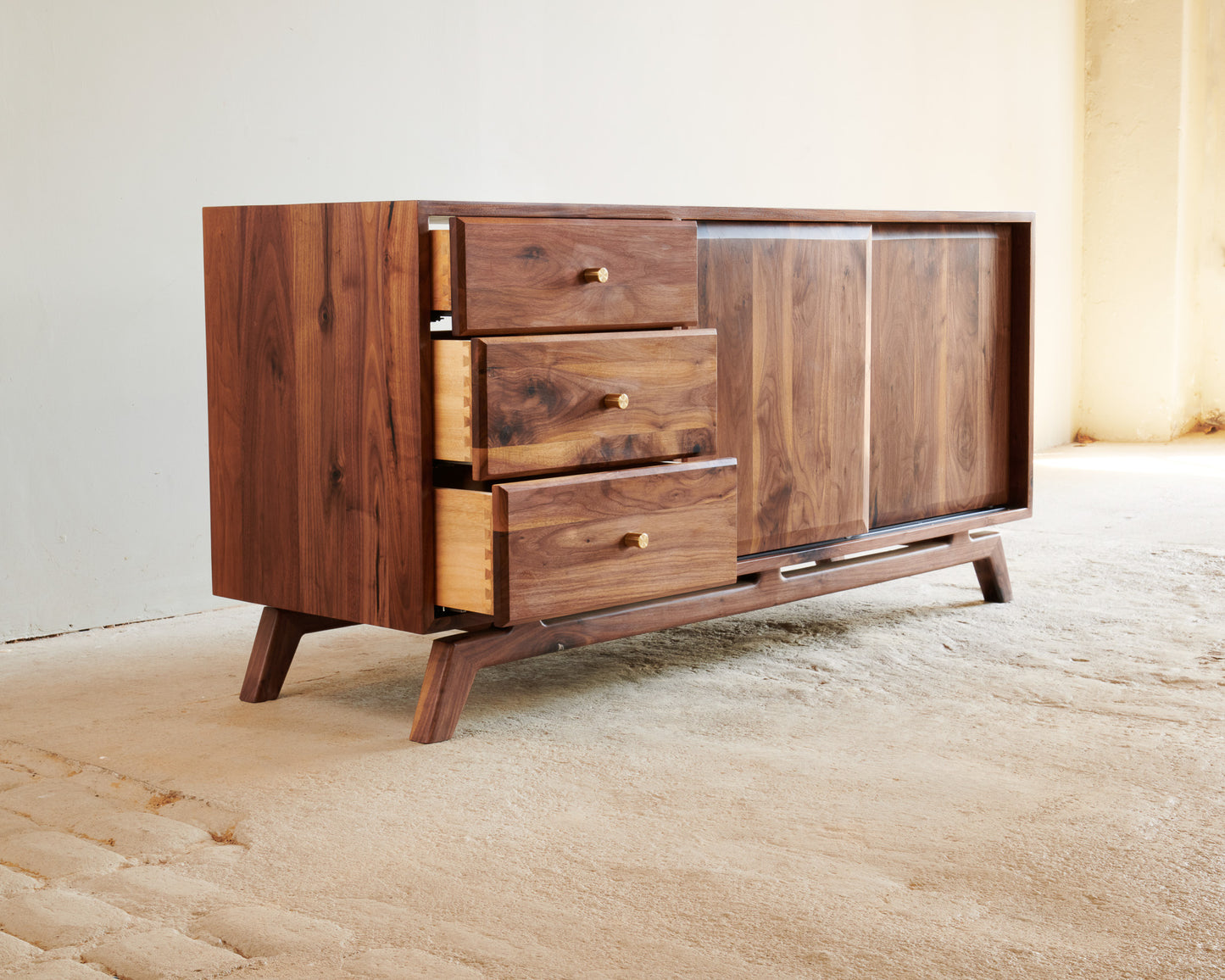 Solid wood custom Walnut TV/Media unit