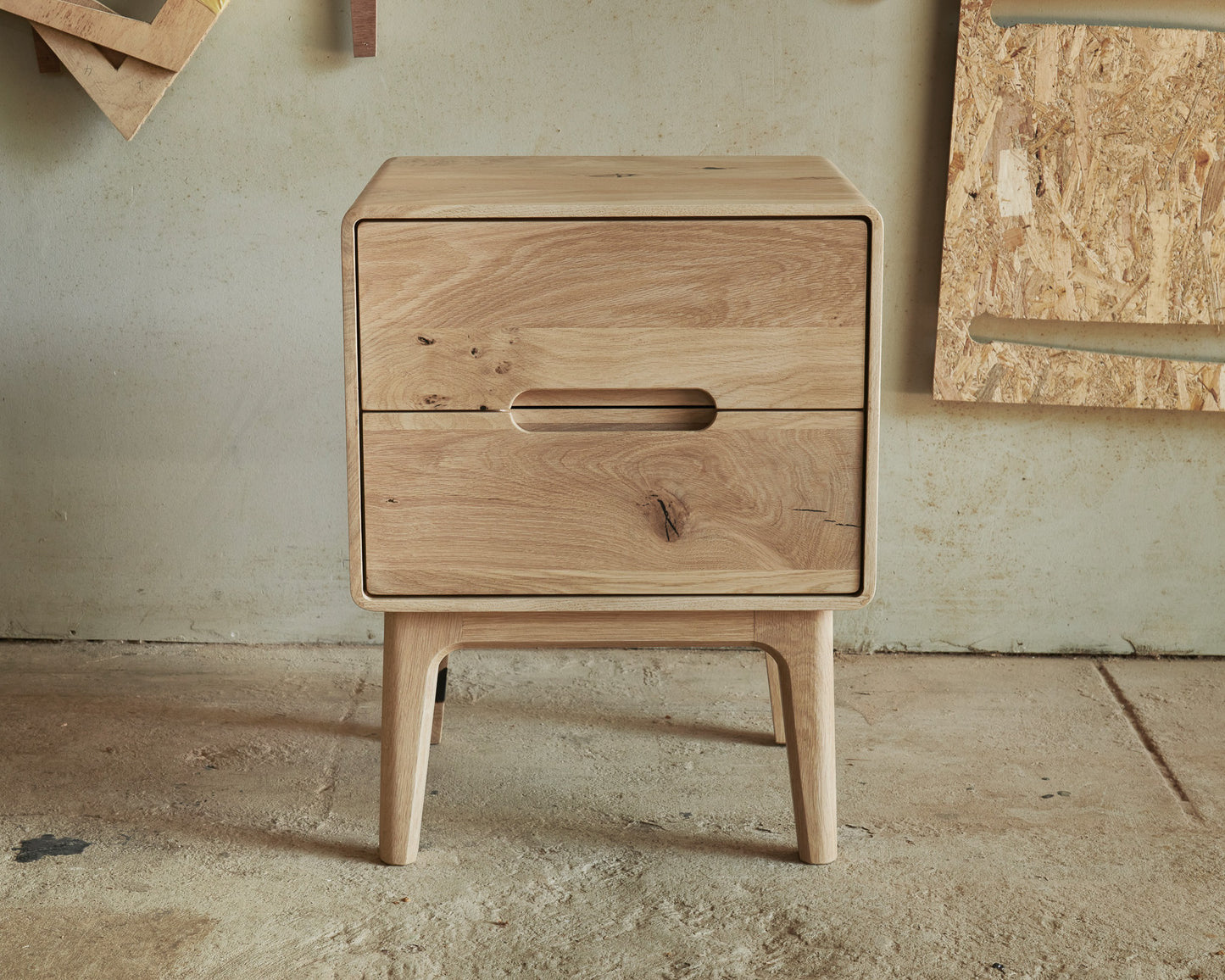 French Oak pedestal/bedside table/night stand