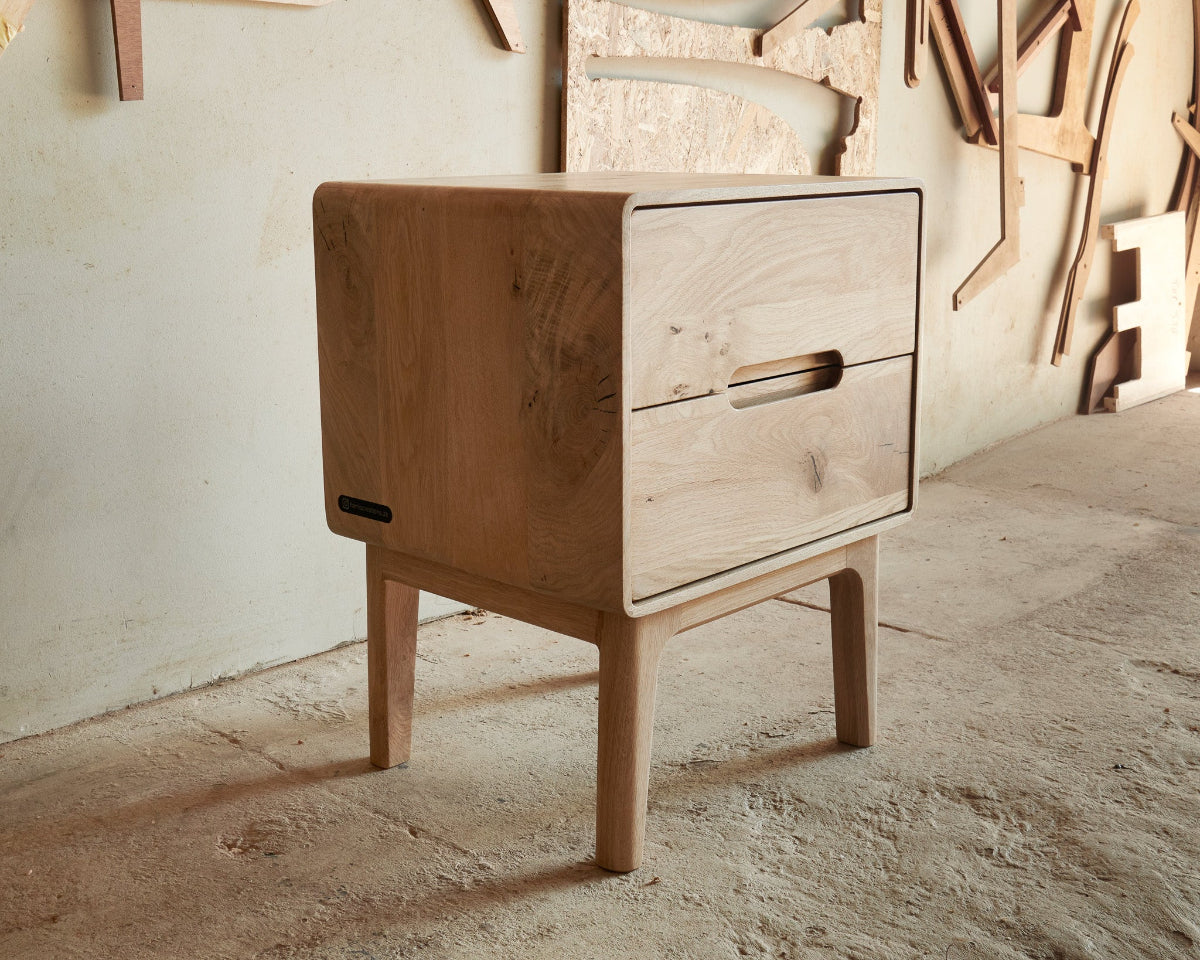 French Oak pedestal/bedside table/night stand