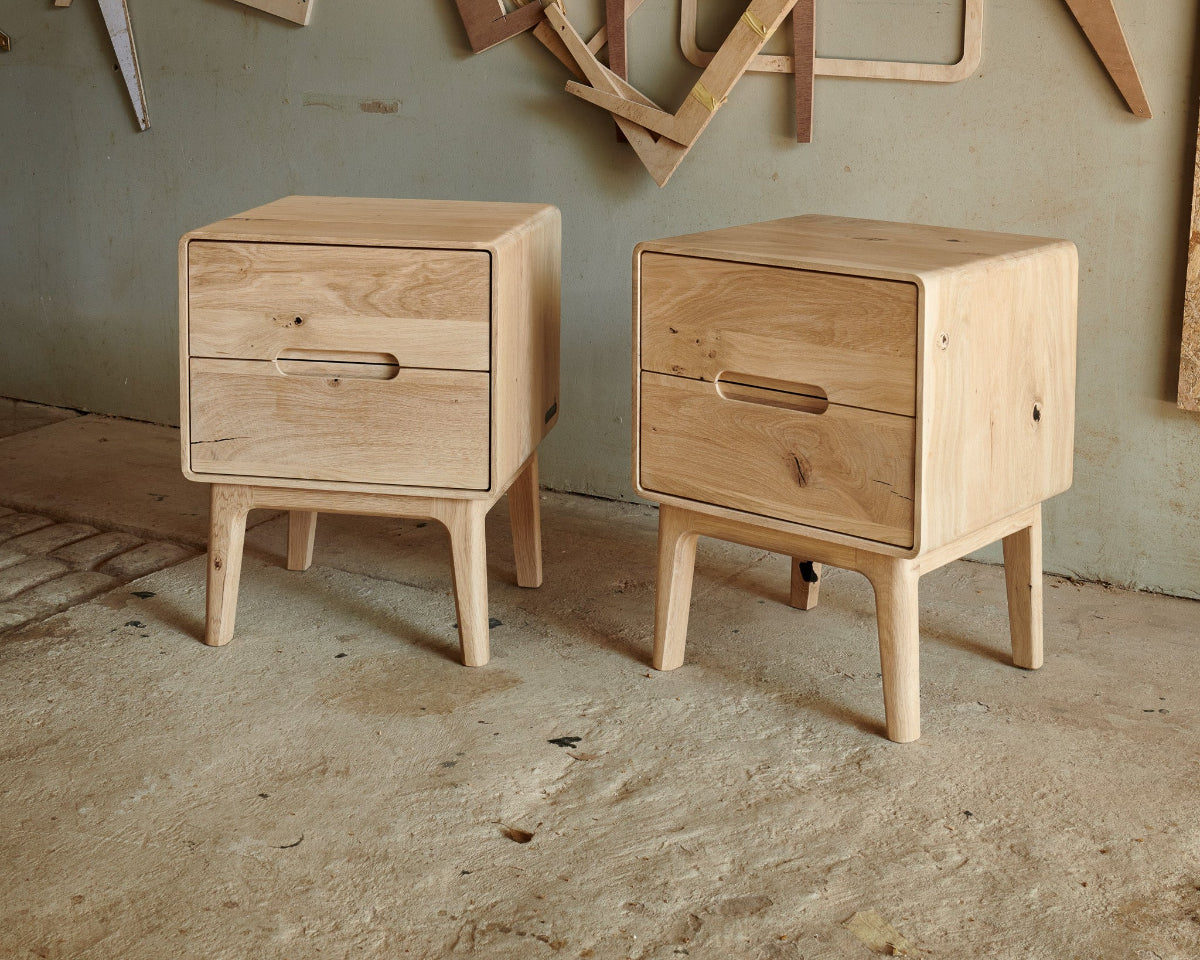 French Oak pedestal/bedside table/night stand