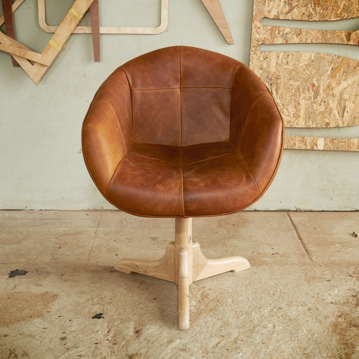 Full grain leather and oak occasional/dining chair