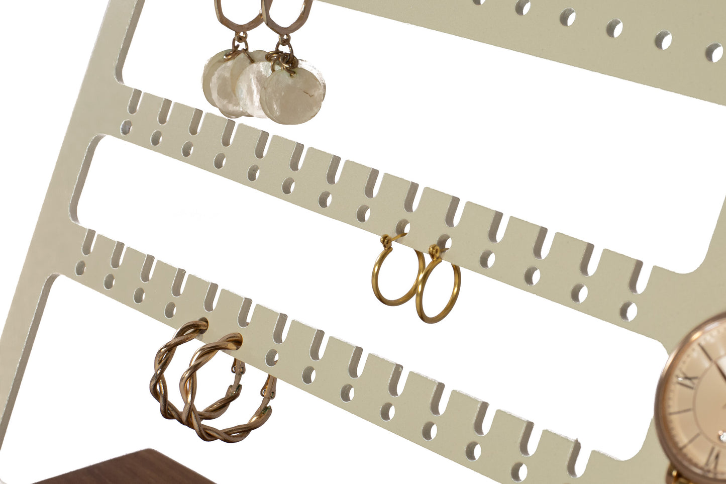 Aluminum and wood jewelry stand