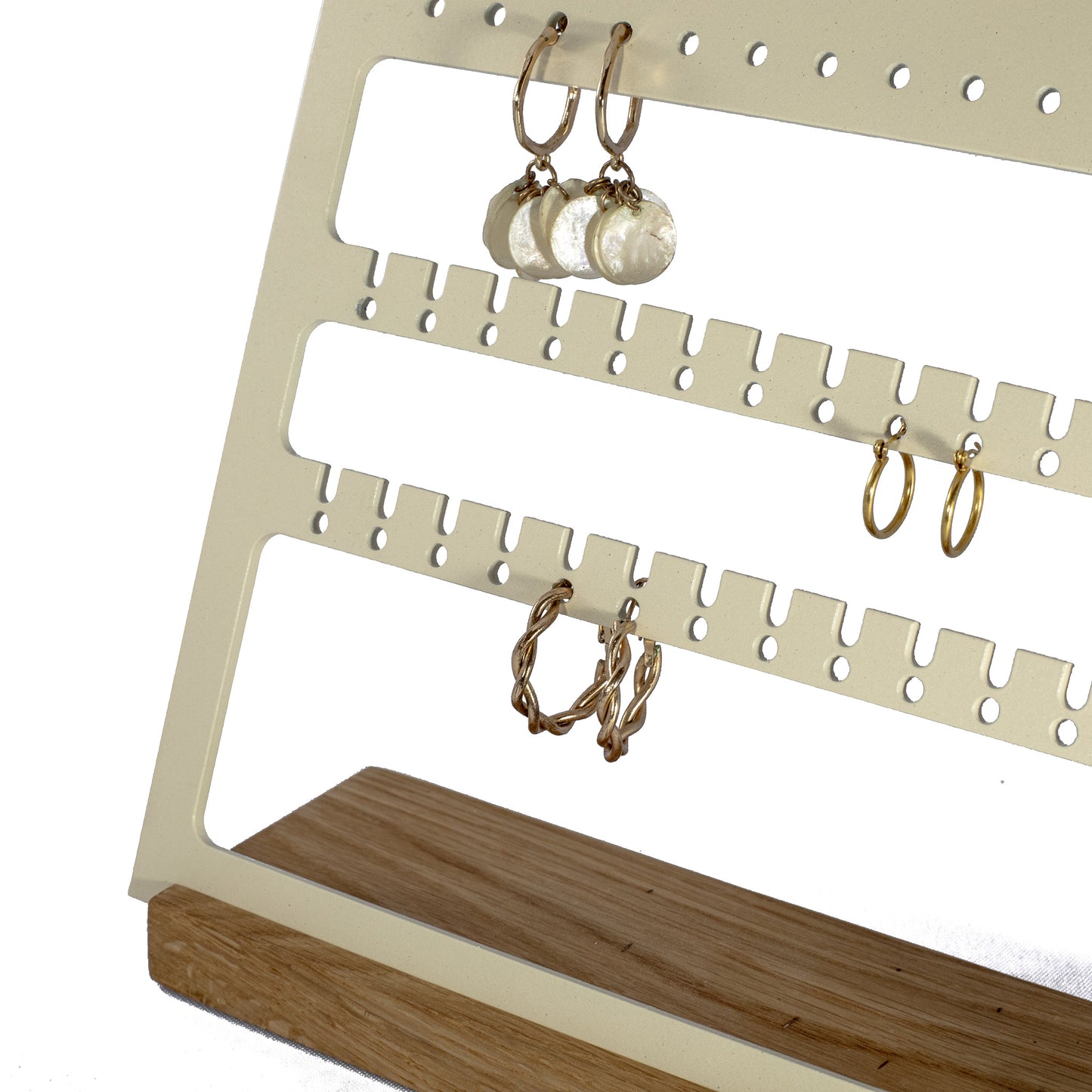 Aluminum and wood jewelry stand