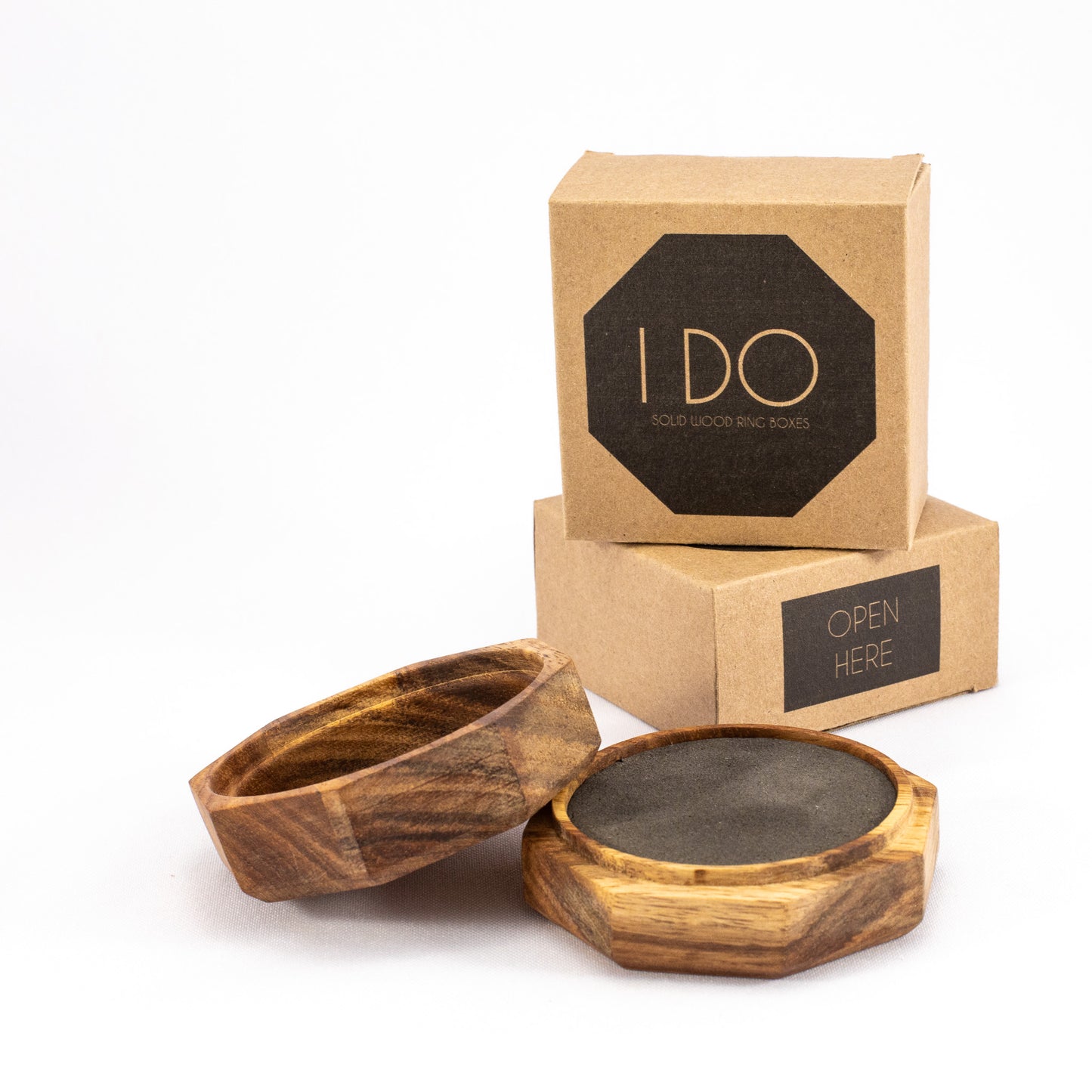 Custom Kiaat solid wood octagon ring box