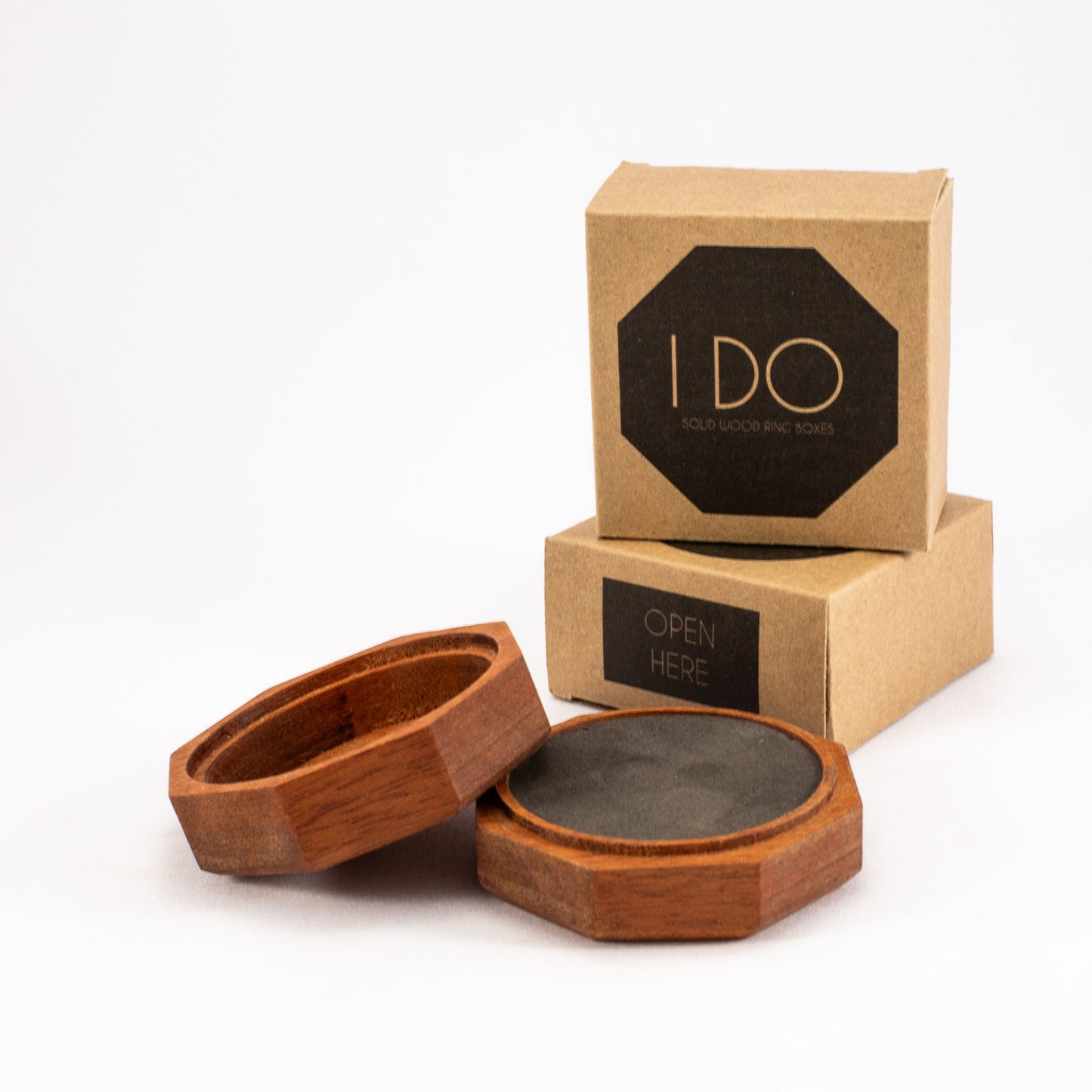 Custom Mahogany solid wood octagon ring box