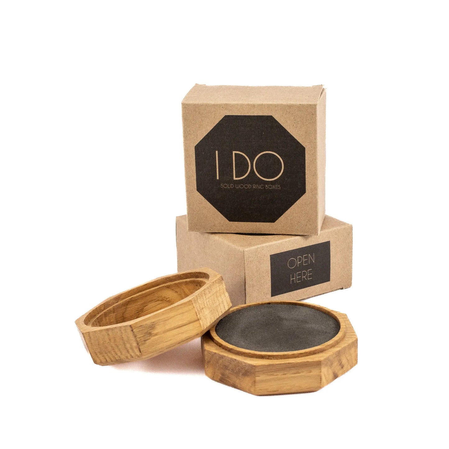 French Oak solid wood octagon ring box