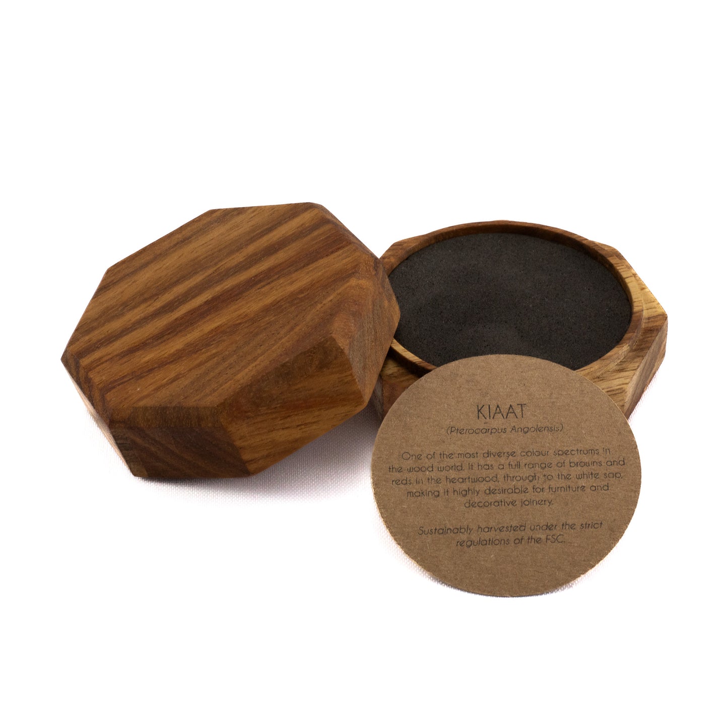 Custom Kiaat solid wood octagon ring box