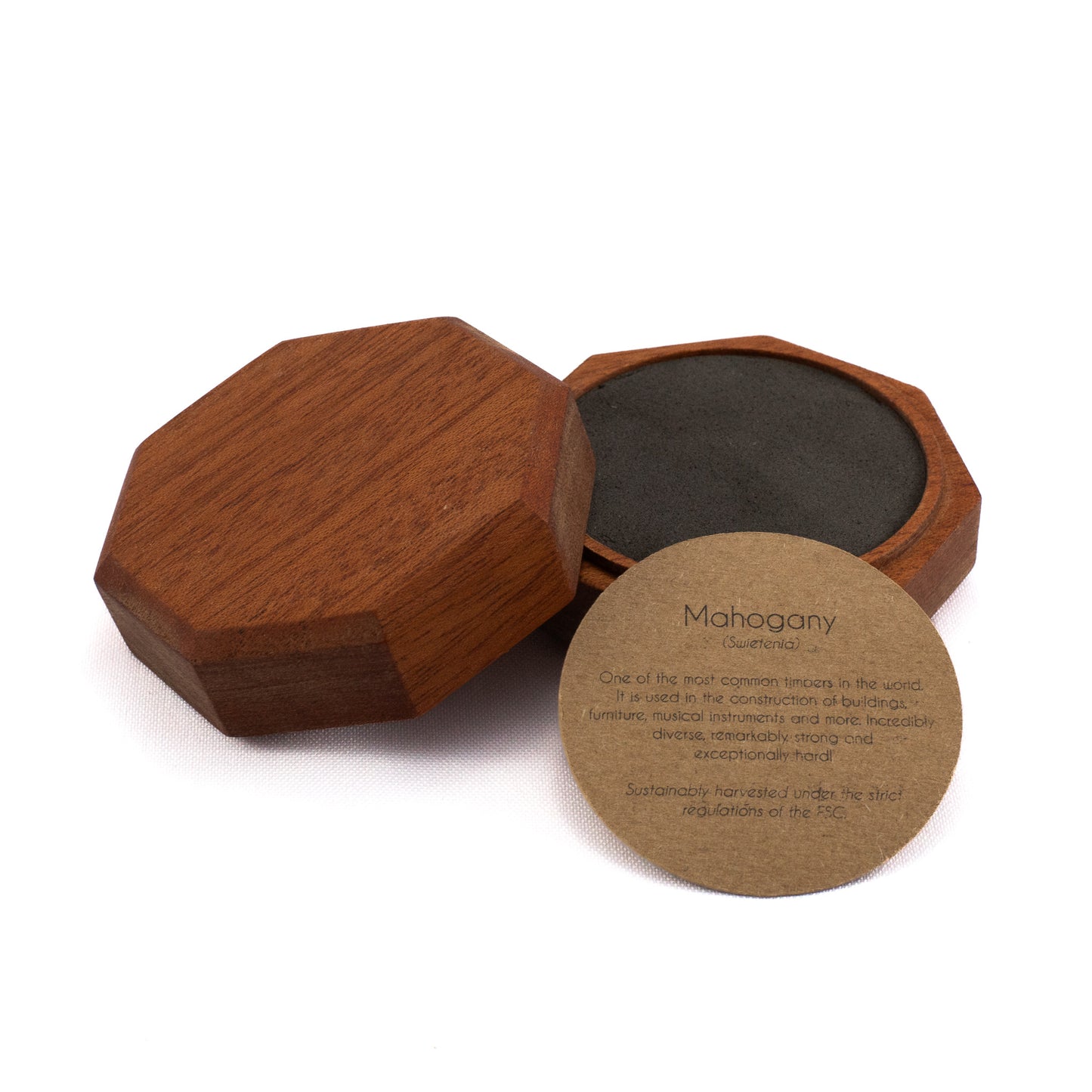 Custom Mahogany solid wood octagon ring box