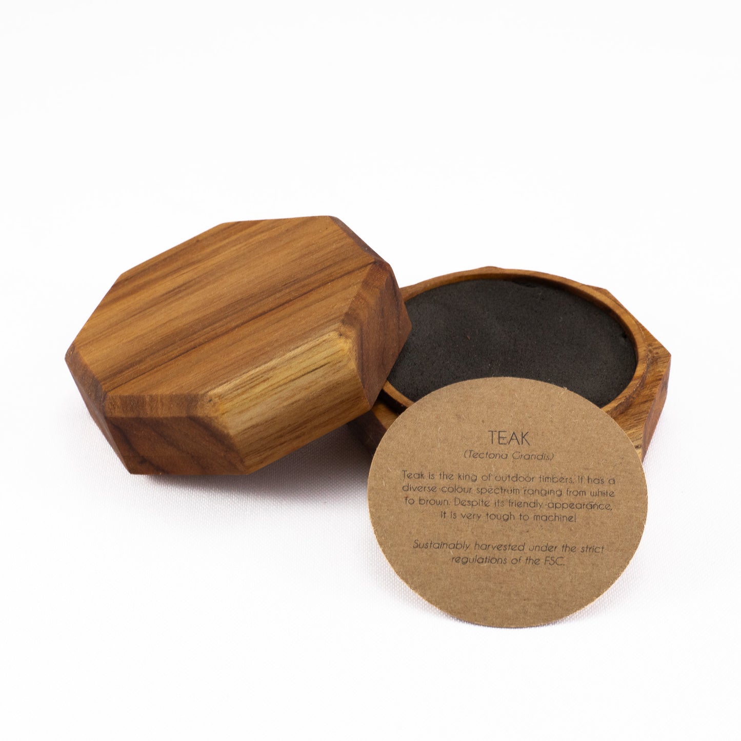 Custom Teak solid wood octagon ring box