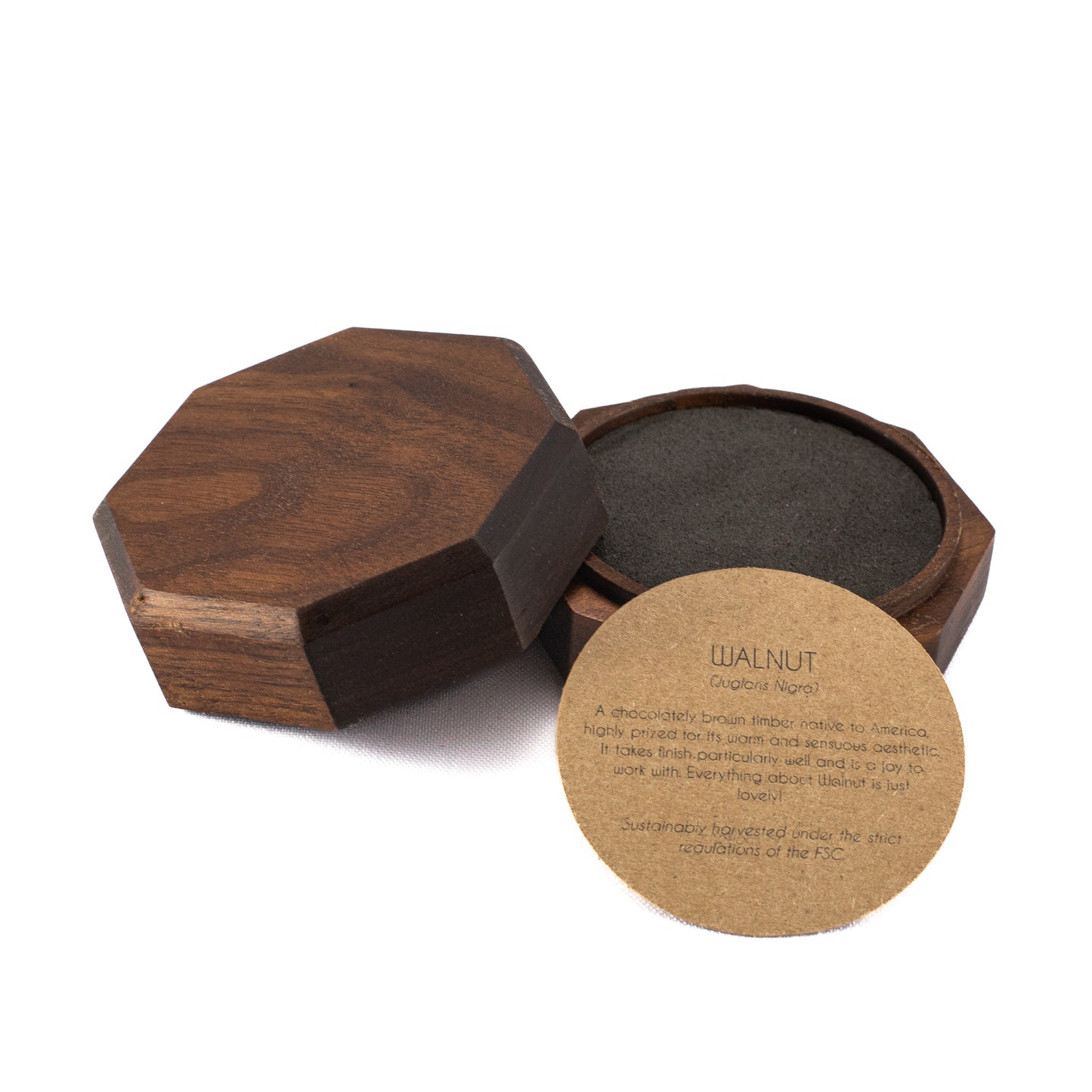 Custom Walnut solid wood octagon ring box