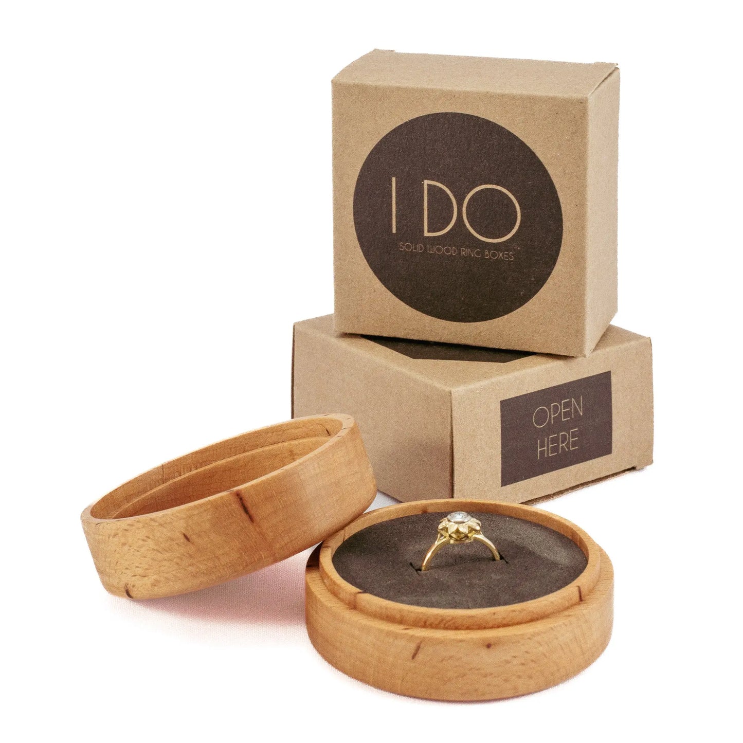 French Oak solid wood octagon ring box
