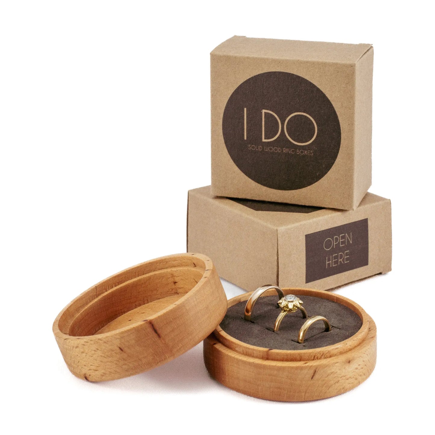 French Oak solid wood octagon ring box