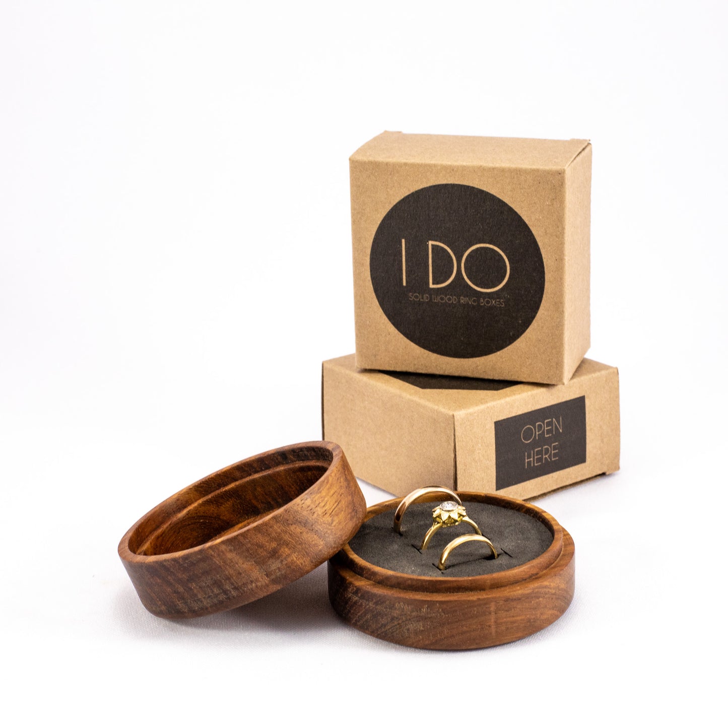 Custom Kiaat solid wood round ring box