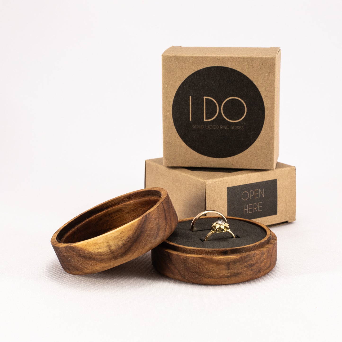 Custom Teak solid wood octagon ring box