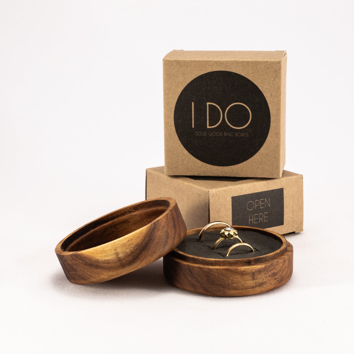 Custom Teak solid wood octagon ring box