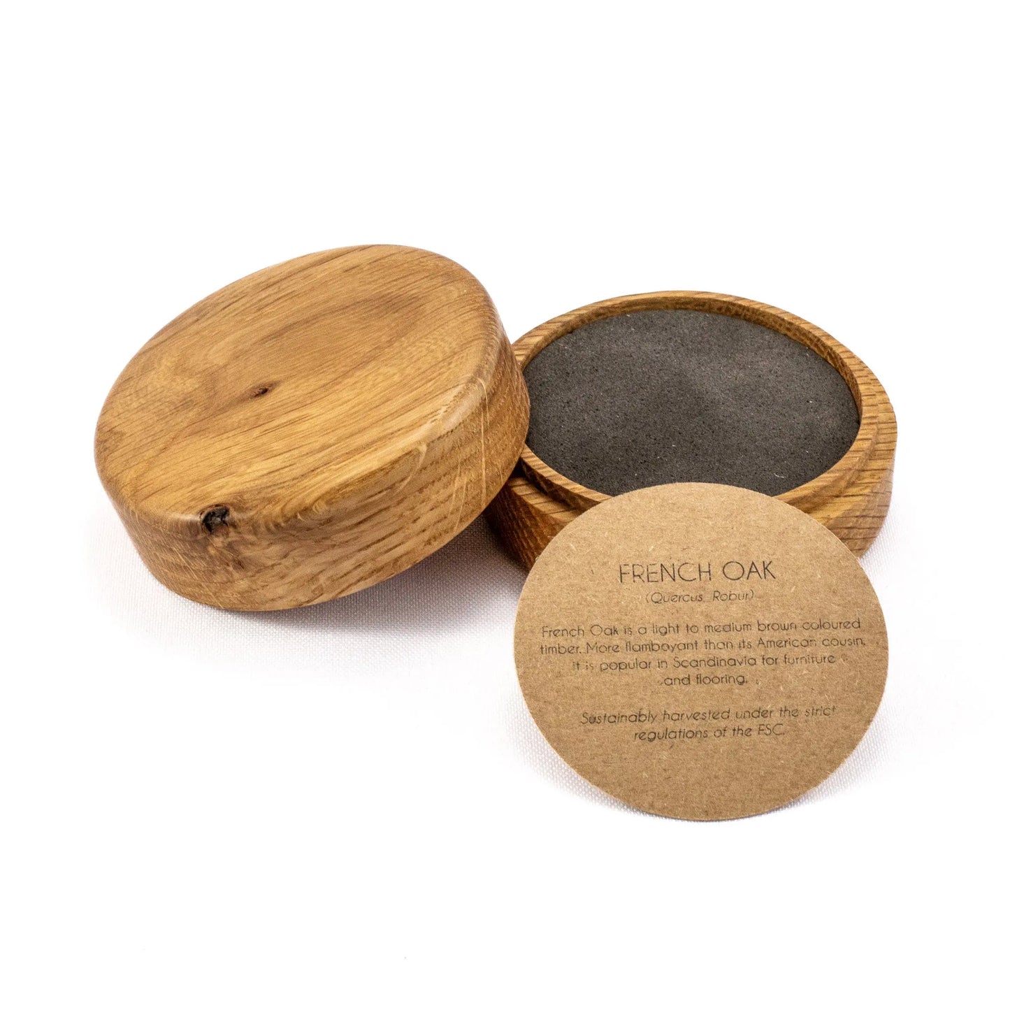 French Oak solid wood round ring box