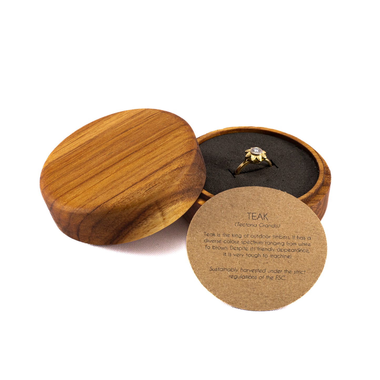 Custom Teak solid wood octagon ring box