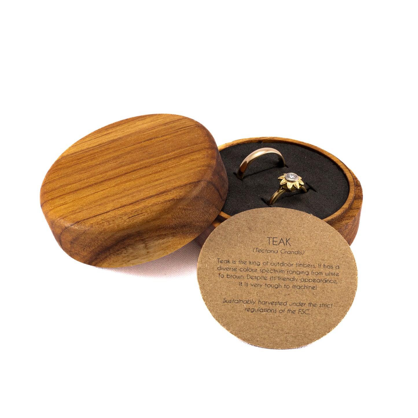 Custom Teak solid wood octagon ring box