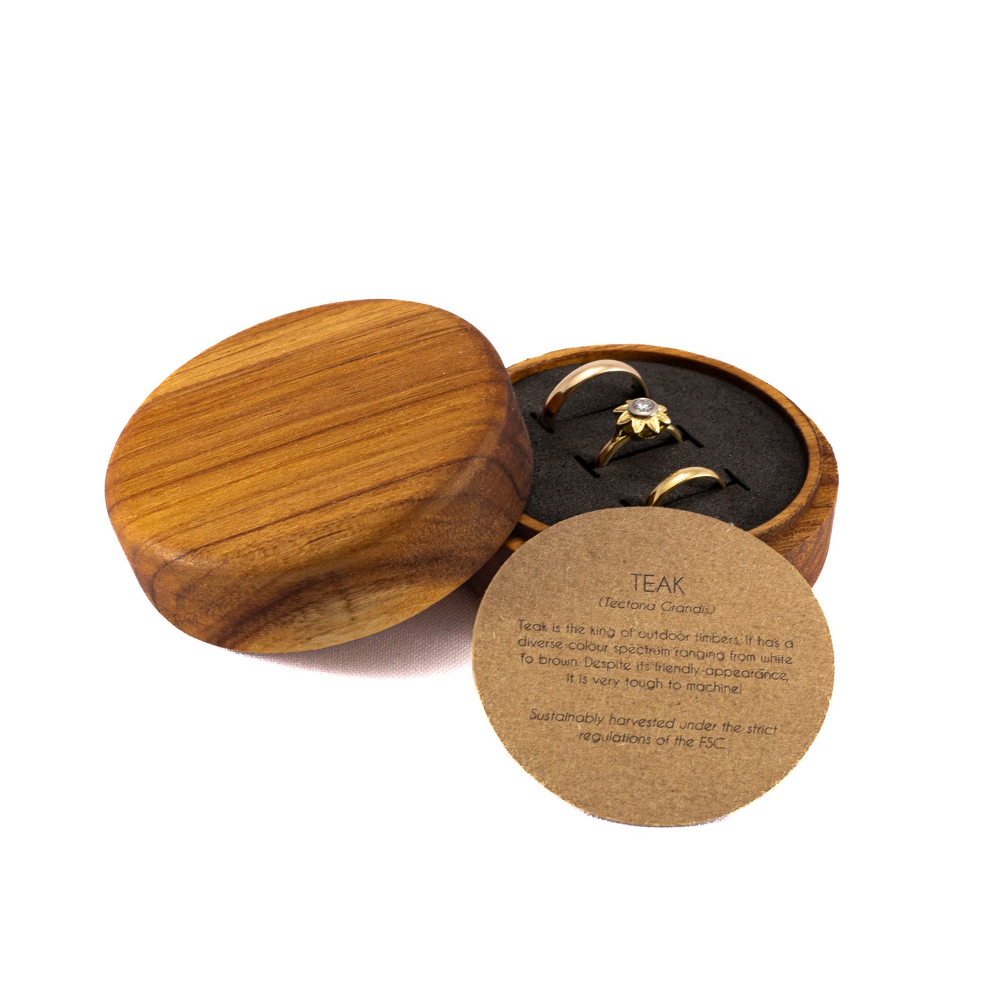 Custom Teak solid wood octagon ring box