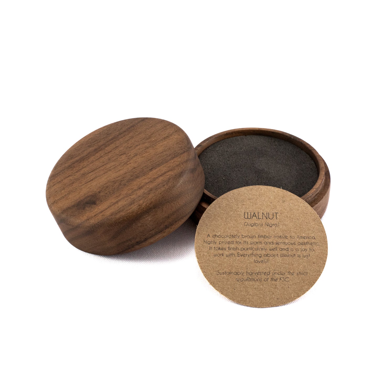 Custom Walnut solid wood round ring box