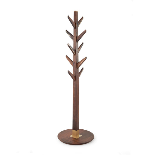 Walnut and brass hatstand/coat rack 