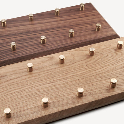 French Oak/Walnut and brass key rack 