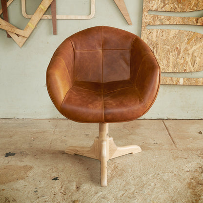 Full grain leather and oak occasional/dining chair 