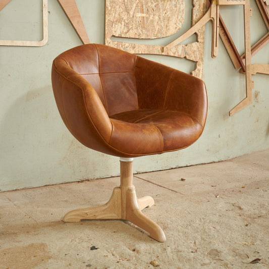 Full grain leather and oak occasional/dining chair 