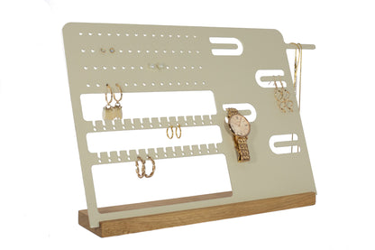 Aluminum and wood jewelry stand 