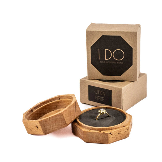 Beech solid wood octagon ring box