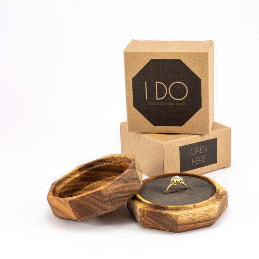Custom Kiaat solid wood octagon ring box 