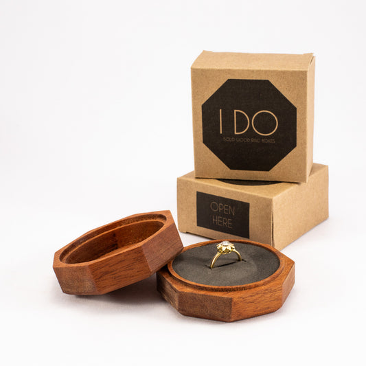 Custom Mahogany solid wood octagon ring box 