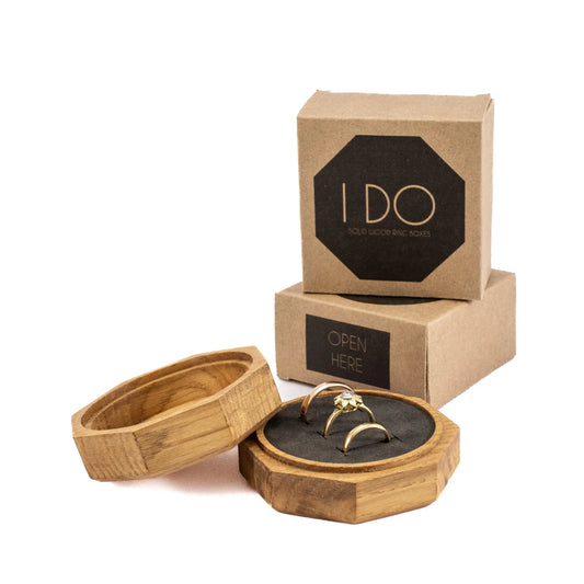 French Oak solid wood octagon ring box