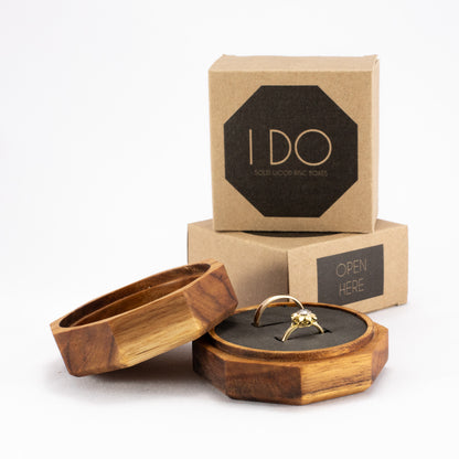 Custom Teak solid wood octagon ring box 