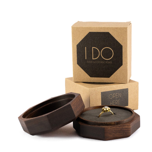 Custom Walnut solid wood octagon ring box 