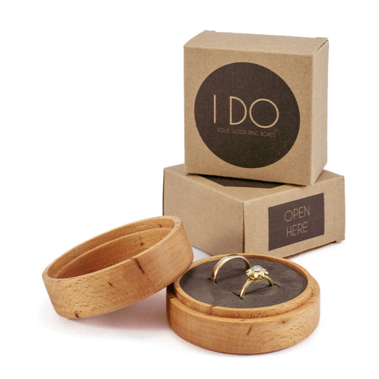 Beech solid wood round ring box