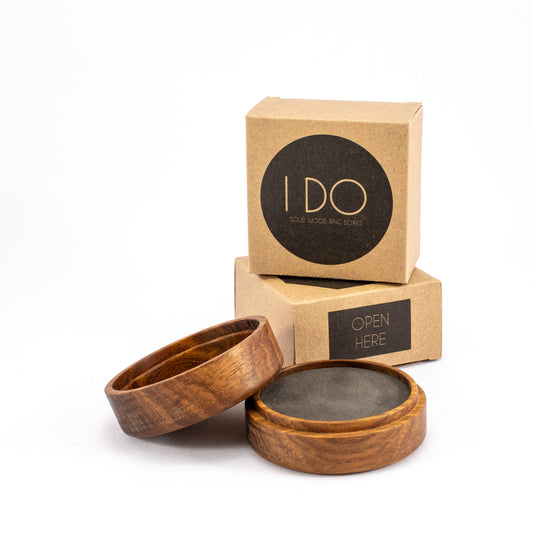 Custom Kiaat solid wood round ring box 