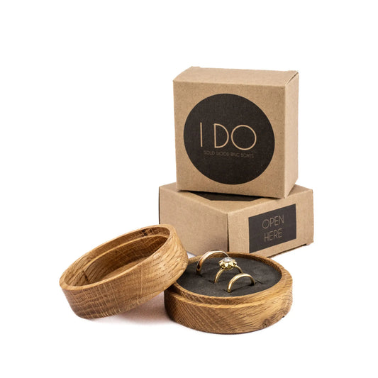 French Oak solid wood round ring box